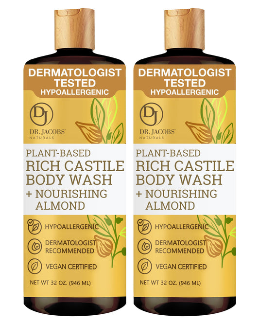 Dr. Jacobs Naturals Pure Castile Soap Liquid Body Wash, Almond - Plant Based Castile Soap Infused with Vitamin E and Aloe Vera to Moisturize Dry Beauty & Personal Care DR.JACOBS NATURALS