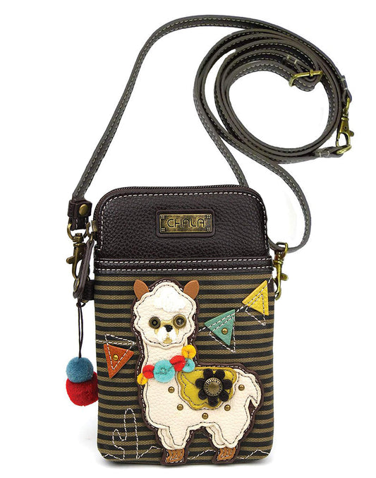 Chala Handbags Llama Striped Cellphone Crossbody Handbag - Llama Collector 5" x 7.5" x 1"