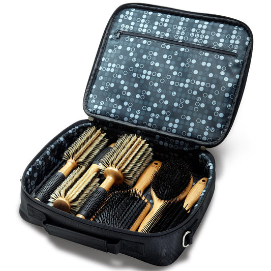 Sam Villa Signature Series Nylon & Boar Bristle Hair Brush 6-Piece Styling Brush Set with Case