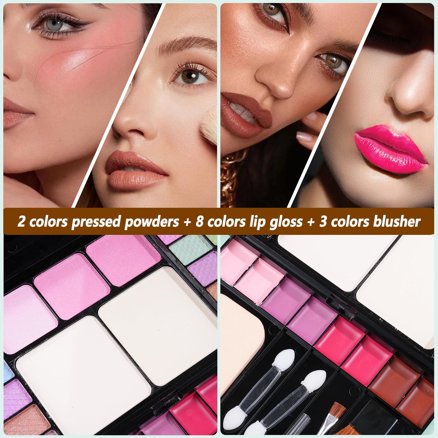 Makeup Kit Eyeshadow Palette for Women Full Gift Kit Girl Kids 49 Colors Makeup Set Combination Eyeshadow Palette with 12pcs Makeup Brushes