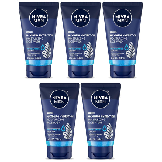 Nivea Men Maximum Hydration Moisturizing Face Wash 5 oz - 5 Pack