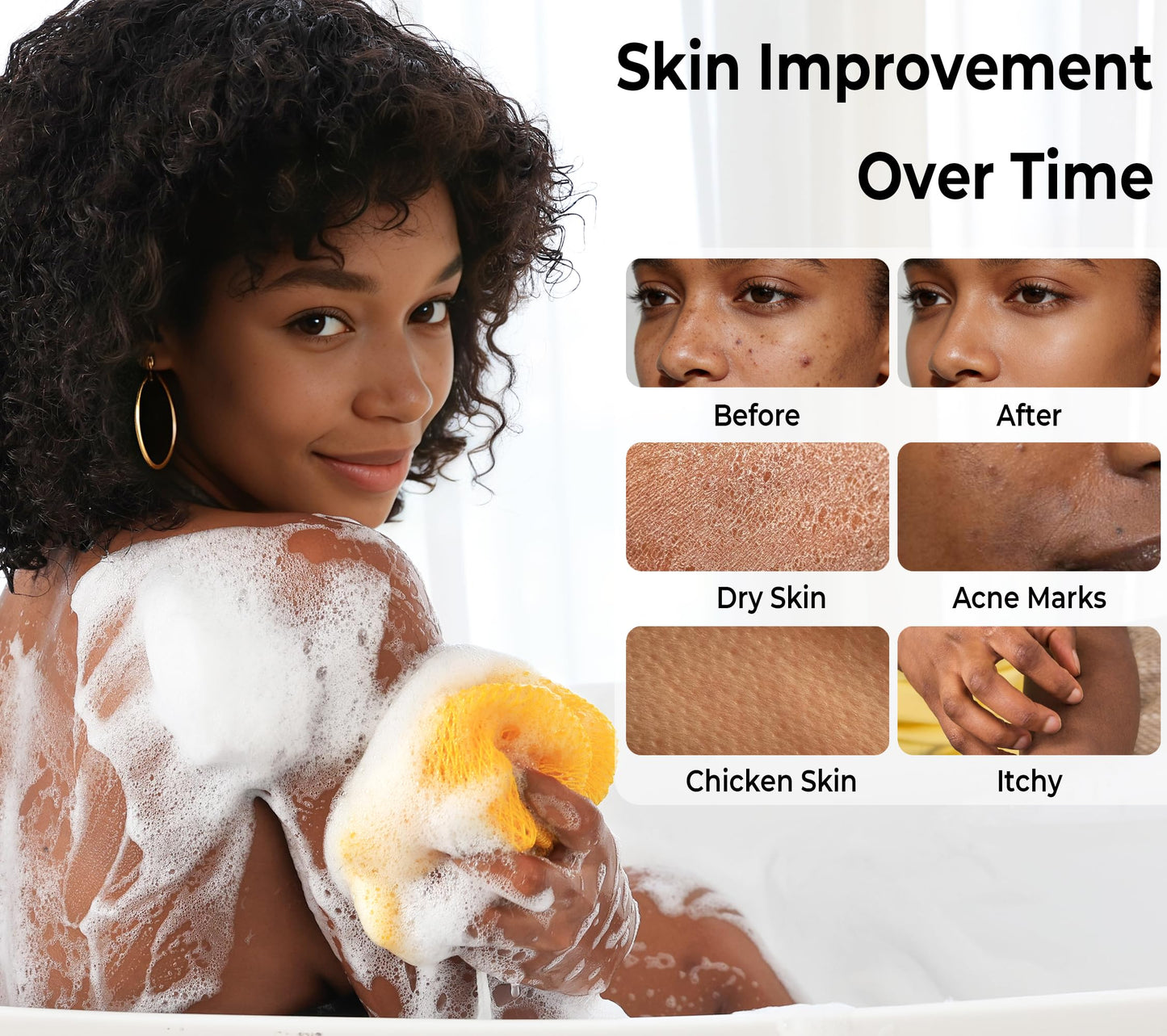 Real African Net Sponge - 2 Pieces Authentic African Wash Cloths for Showering - Exfoliating Body Sponges for Bathing Yellow & Forest - Back Scrub Beauty and Personal Care RelaxScene