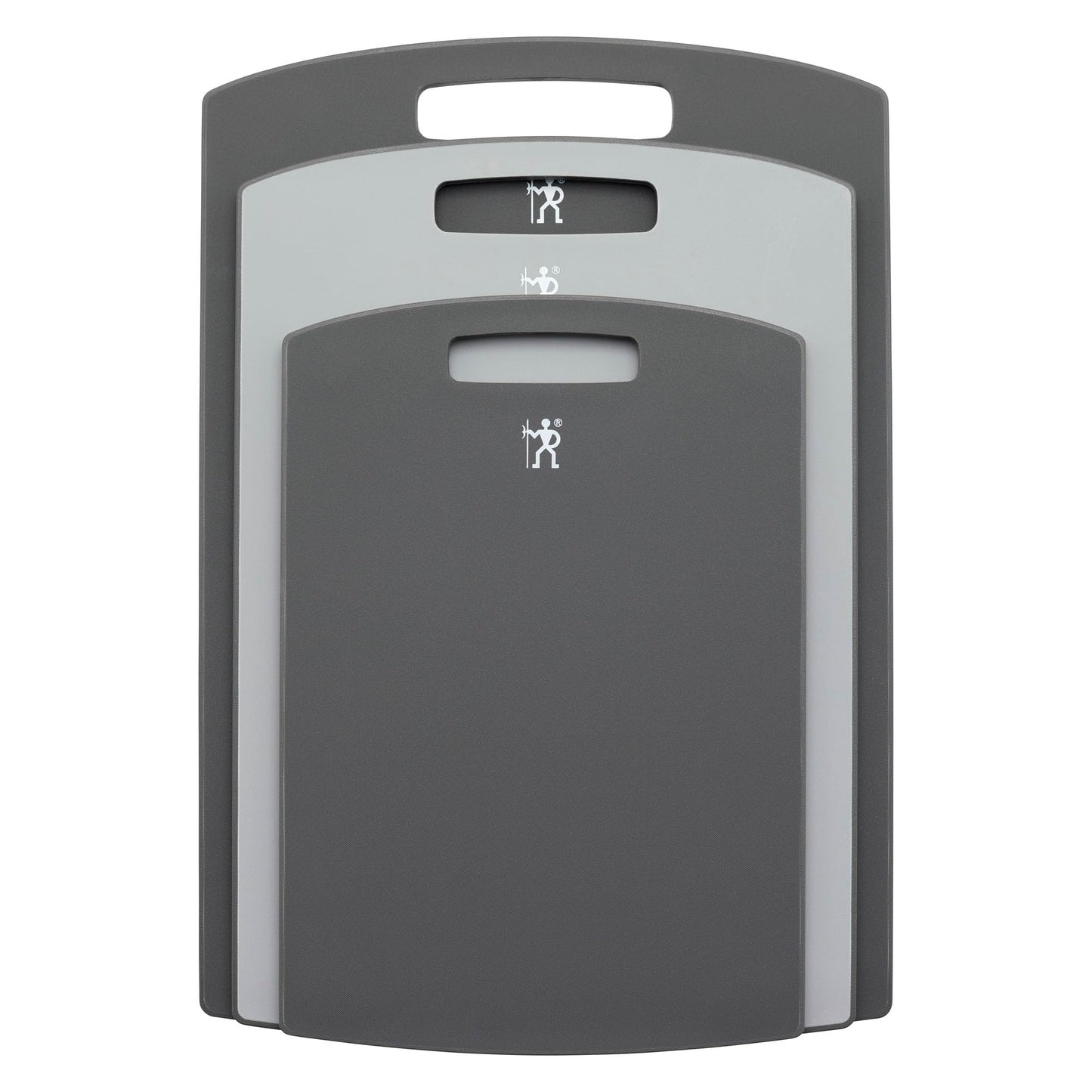 HENCKELS Cutting Board Set, 3-Piece Plastic Kitchen Chopping Boards with Gray Trim, Non-Slip Silicone Feet, BPA-Free, Dishwasher Safe
