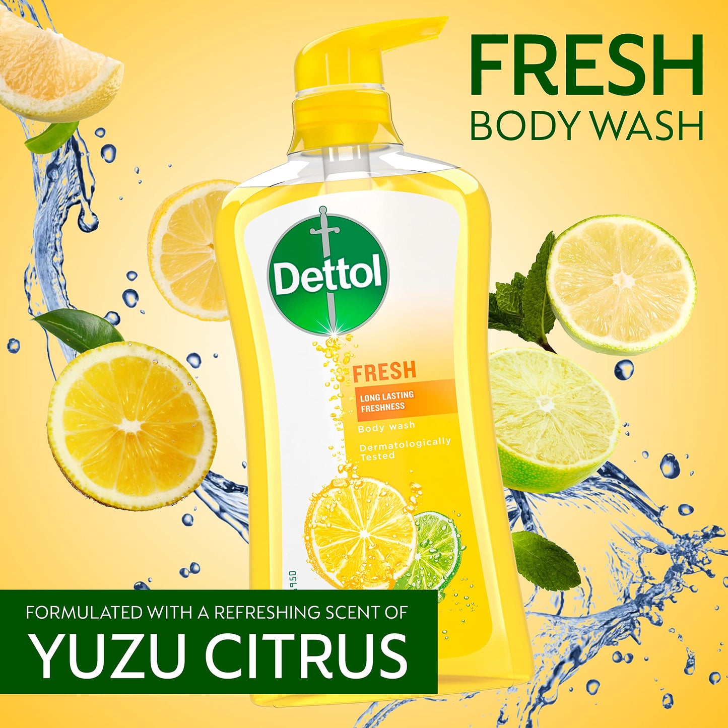 Dettol Fresh Body Wash and Shower Gel, Fresh Yuzu Citrus Scent Body Wash, 16.90 Fl Oz (Pack of 1) Beauty and Personal Care Dettol