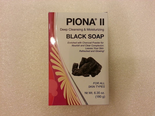 Piona II Deep Cleansing and Moisturizing Black Soap 6.35 Ounce - Enriched with Charcoal Powder - Clears Complexion and Leaves Skin Glowing Beauty & Personal Care Piona