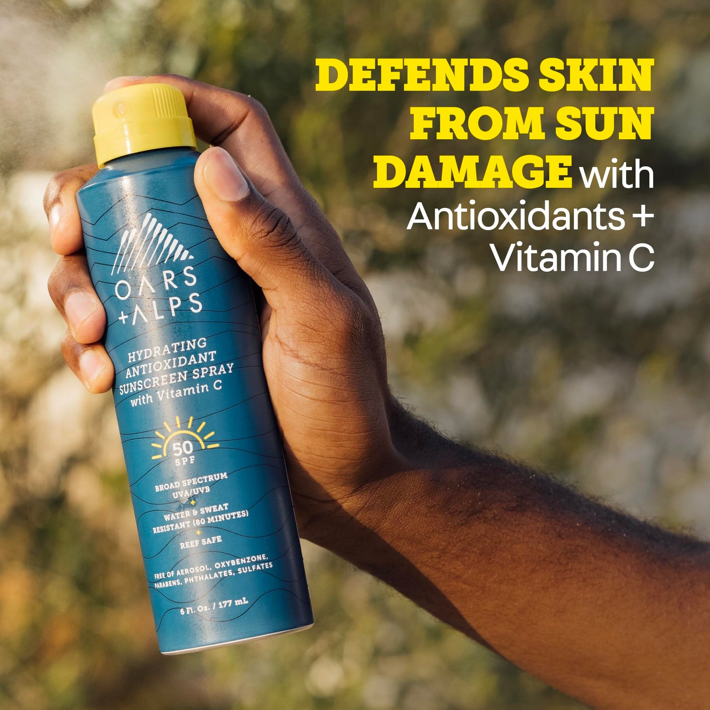 Oars + Alps Sunscreen Spray for Face & Body Spray Sunscreen Infused with Vitamin C & Antioxidants, No White Residue, Water & Sweat Resistant, All Skin