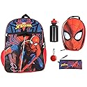 Marvel Spider-Man Backpack Kids 16" 5PC Water Bottle School Combo Set