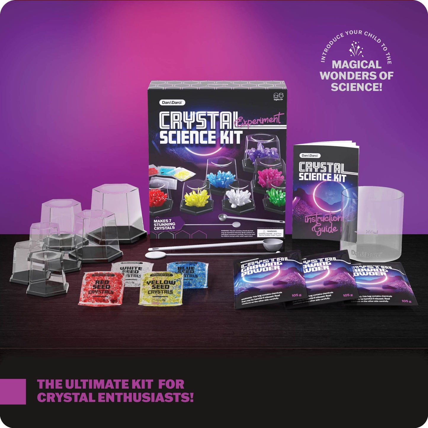 Dan&Darci Crystal Growing Kit for Kids – Fun Science Experiment Gift for Boys & Girls Ages 8–14, Cool Arts & Crafts STEM Project Toy