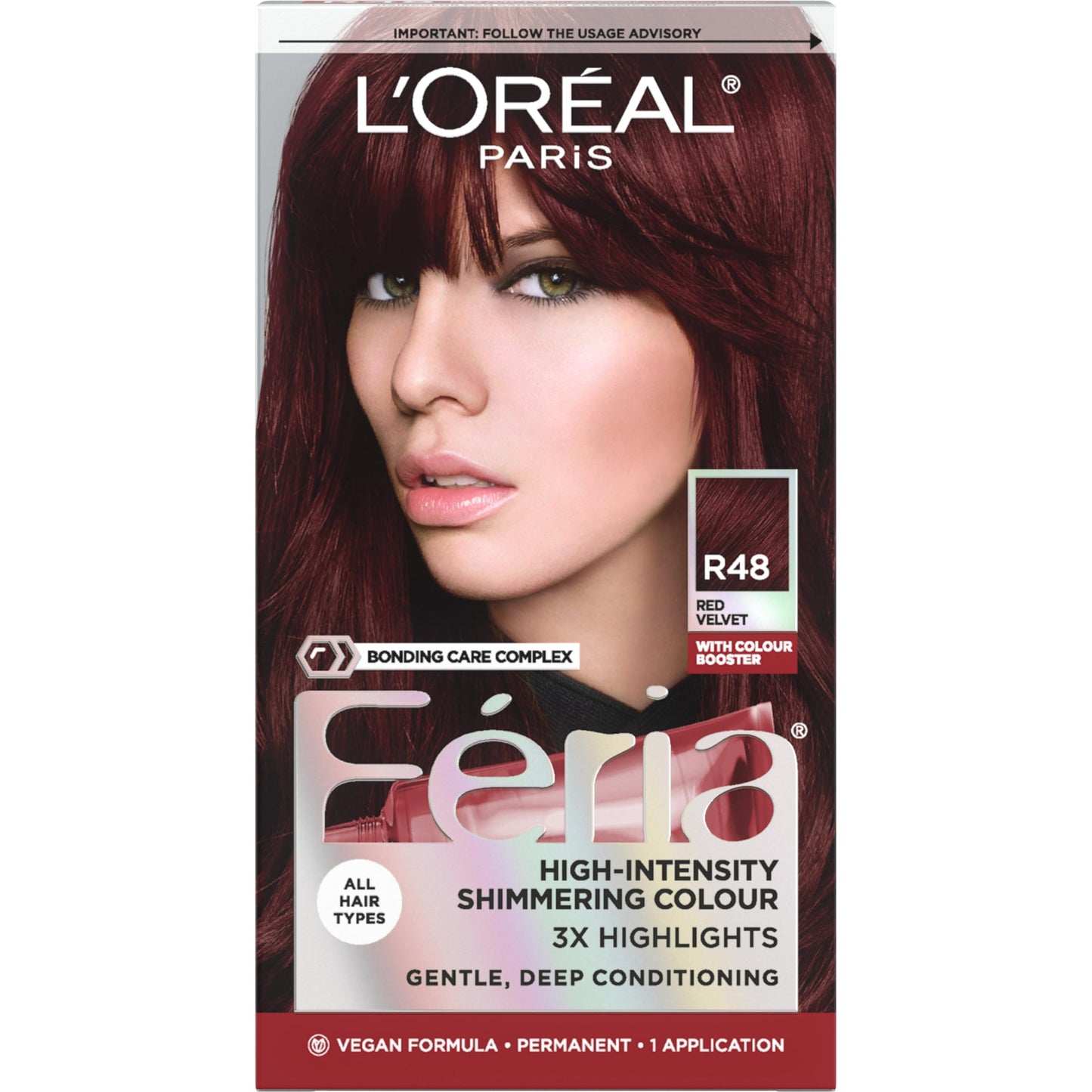 L'Oreal Paris Feria Multi-Faceted Shimmering Color Power Red Intense Deep Auburn, R48
