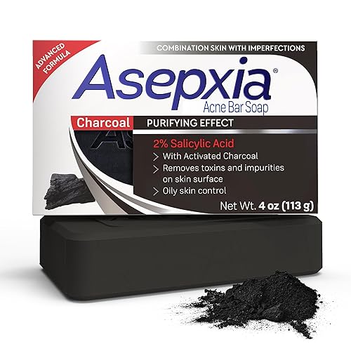 Asepxia Salicylic Acid & Activated Charcoal Bar Soap | Acne Treatment, Reduces Pimples & Blemishes, Deep Cleansing Facial Cleanser, Dries Out Acne