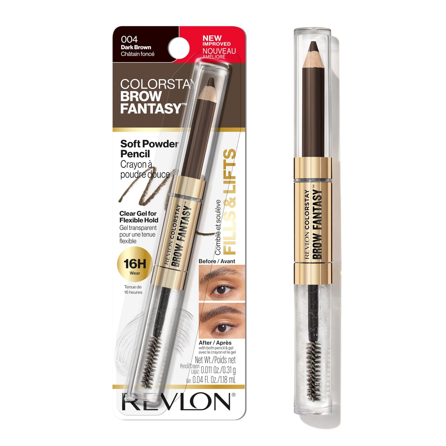 Revlon ColorStay Brow Fantasy, All In One Eyebrow Powder Pencil with Shaping Clear Gel, Gel Infused with Panthenol, Smudge-proof, 16HR Visibly Full