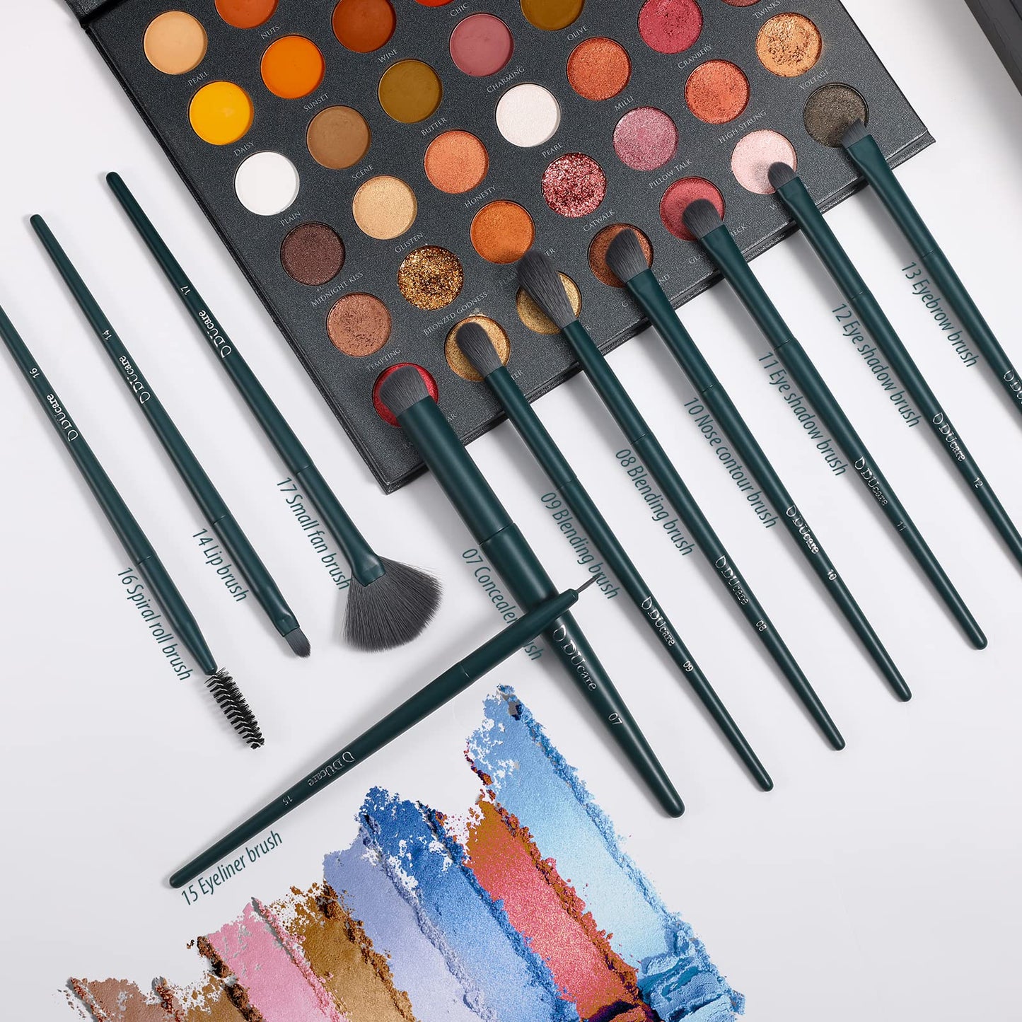 DUcare Christmas Makeup Gift Set 19 Pcs,17pcs Brushes Brush 1pc Cleaning Mat and 1pc Makeup Sponge Professional Face Powder Eye Shadow Powder Liquid