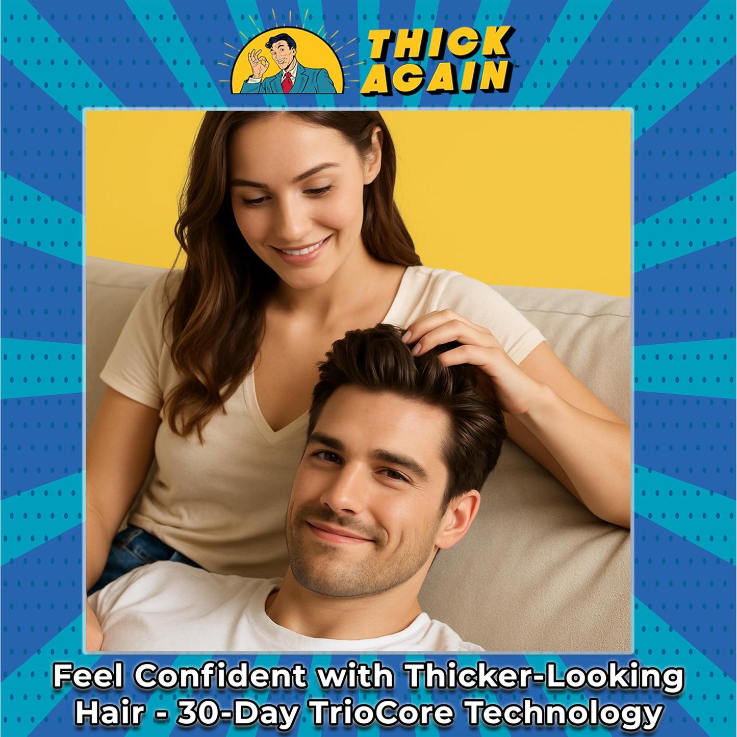 Thick Again Men's Hair Thickening Shampoo & Conditioner System with TrioCore Scalp Care Technology - Natural Solution for Fuller, Thicker-Looking Hair