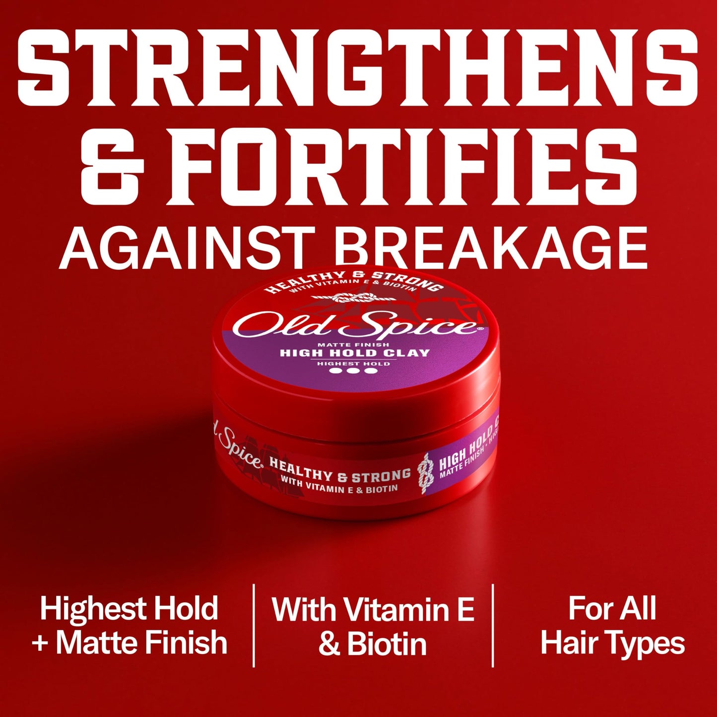 Old Spice Mens Hair Clay, Healthy & Strong with Vitamin E & Biotin, Mens Hair Styling Clay, High Hold, Matte Finish, 2.22 oz