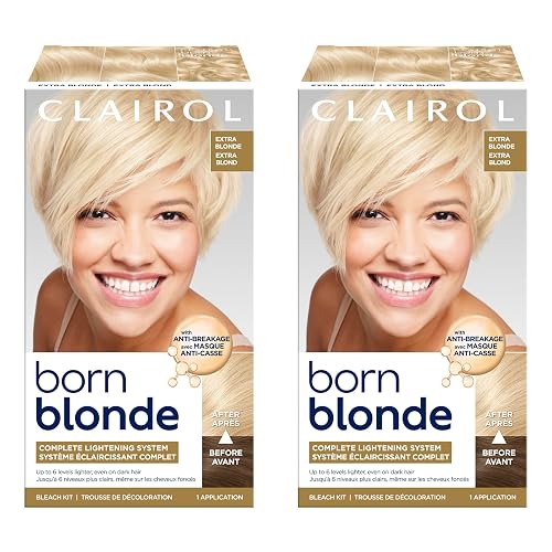 Clairol Born Blonde Extra Blonde Bleach Kit, Complete Lightening System, Up to 6 Levels Lighter Hair Color, Pack of 2 - Packaging May Vary