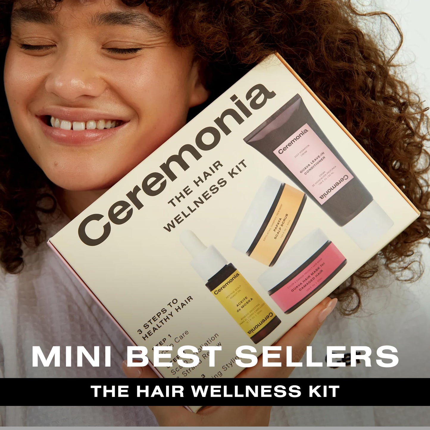 Ceremonia The Hair Wellness Kit | Weekly Deep Cleanse & Hydration Routine | 4 Piece Travel-Size Set Includes Scalp Oil, Shampoo Scrub, Hair Mask