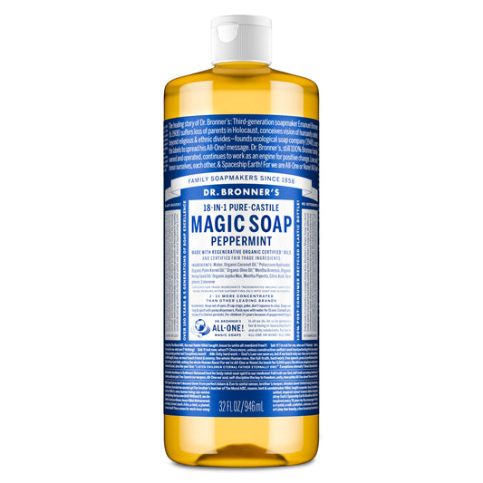 Dr. Bronner's Pure-Castile Magic Liquid Soap - Made with Regenerative Organic Certified Oils- 18-in-1 Uses for Face, Body, Hand, Hair, Laundry & More