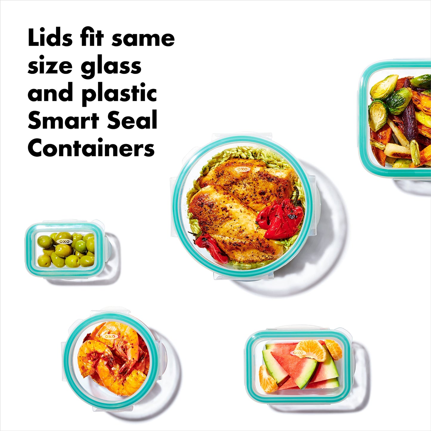 OXO Good Grips Smart Seal Leakproof Airtight Glass & Plastic Food Storage Container Set