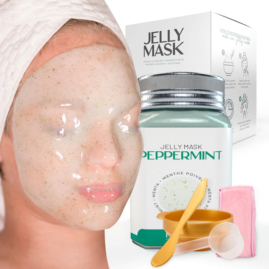 BRÜUN Peel-Off Peppermint Jelly Mask for Face Care - A 23 fl oz Rubber Mask Jar for 30 to 35 Treatments - A Skin Care Moisturizing Gel Mask of Spa Set