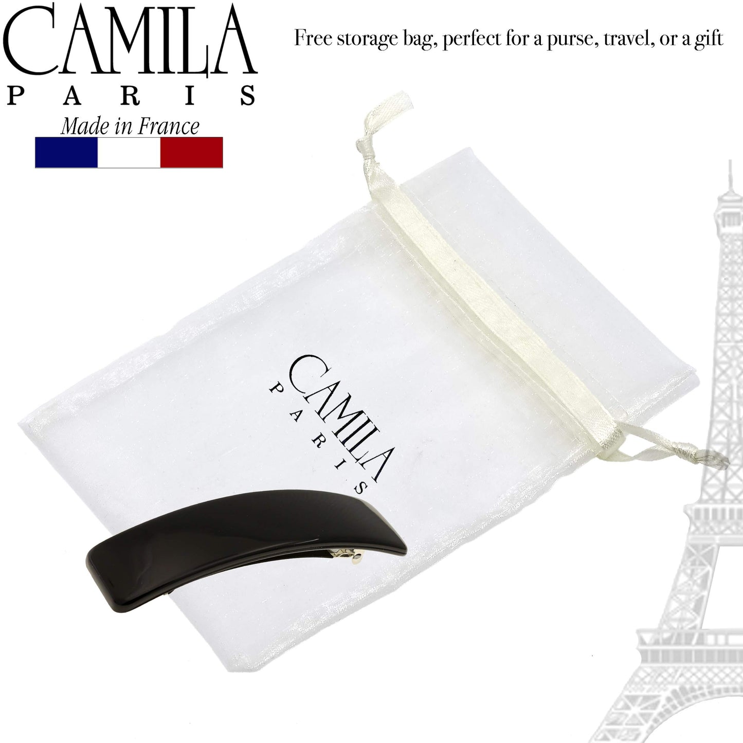 Camila Paris CP1476 French Hair Barrette Clip for Girls, Rubberized Automatic Clasp Strong Hold Grip Hair Clips for Women, No Slip and Durable Styling
