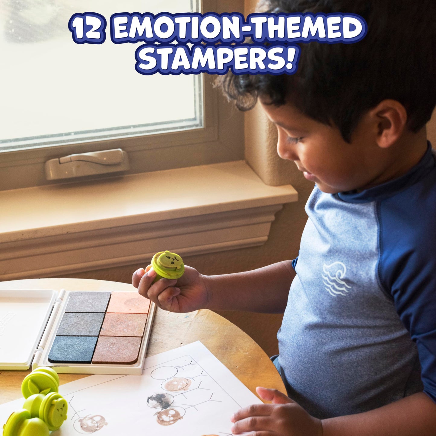 READY 2 LEARN Easy Grip Dough & Paint Stampers | Emotions | Set of 12 | Rubber Stamps for Ages 2+ | Washable | Crafts and Social Emotional Learning