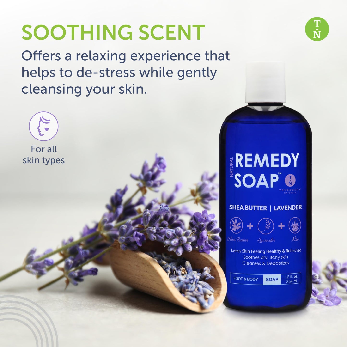 Truremedy Naturals Lavender Shea Butter Body Wash for Women - Aloe Lavender Body Wash with Shea Butter - Soothing Soap for Dry Skin - Hydrating