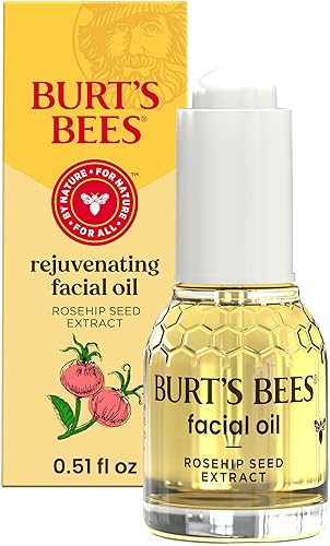 Burt's Bees Gua Sha Face Oil With Rosehip Seed Extract, Reduces Appearance of Fine Lines and Wrinkles, Use with Ice Roller & Facial Tools, Natural