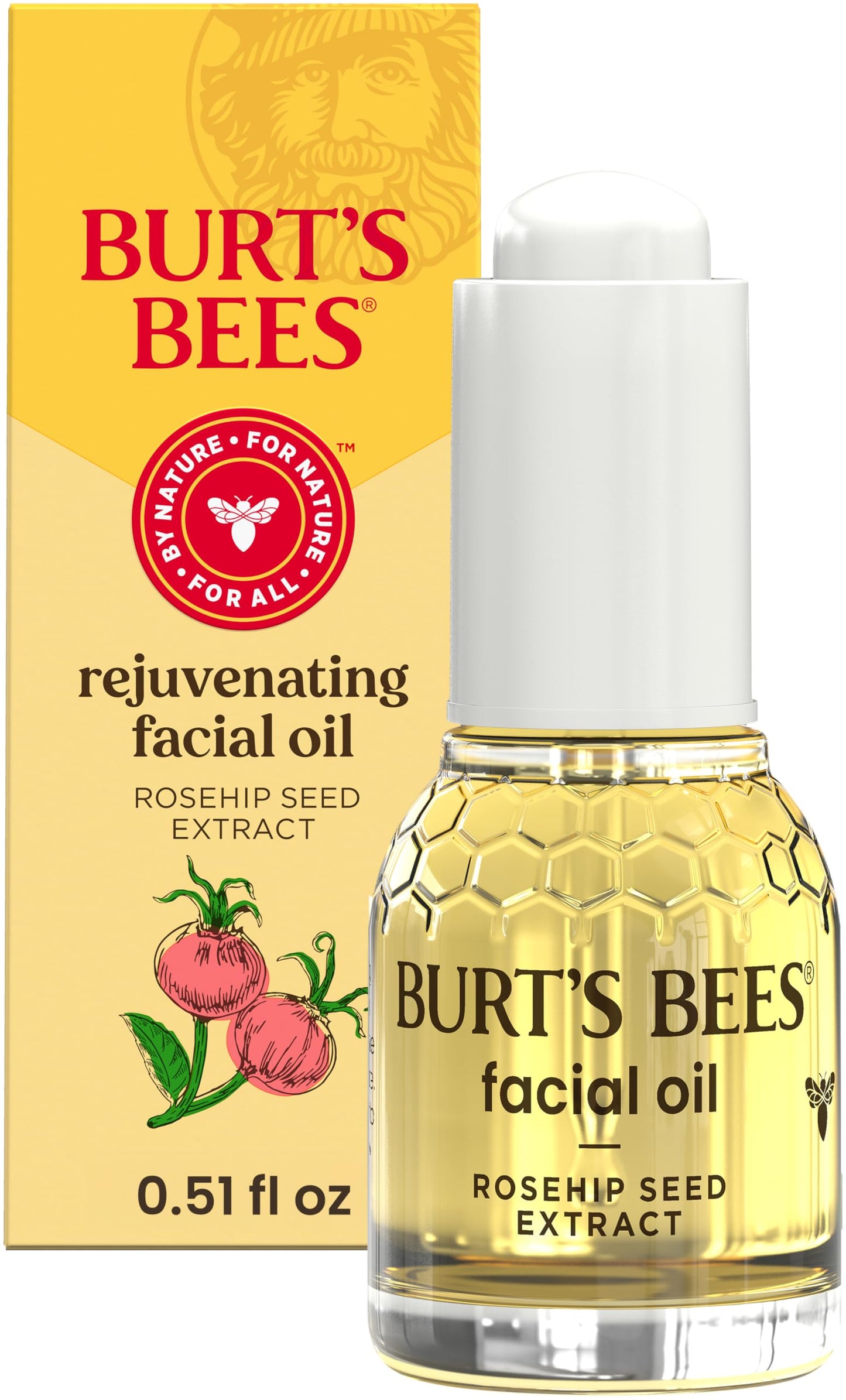 Burt's Bees Gua Sha Face Oil With Rosehip Seed Extract, Reduces Appearance of Fine Lines and Wrinkles, Use with Ice Roller & Facial Tools, Natural
