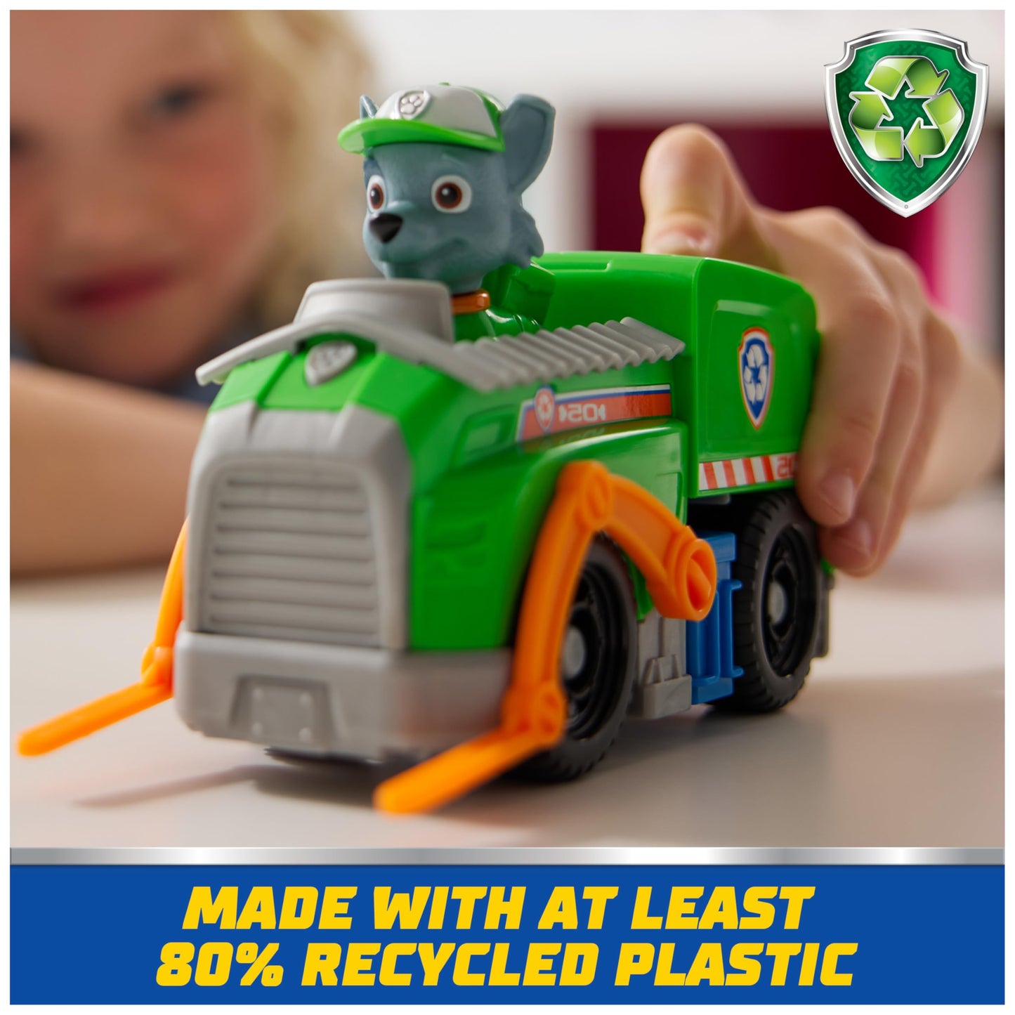 PAW Patrol Rocky’s Recycle Truck – Toy Vehicle with Collectible Action Figure, Eco-Friendly Kids Toy for Boys & Girls Ages 3+