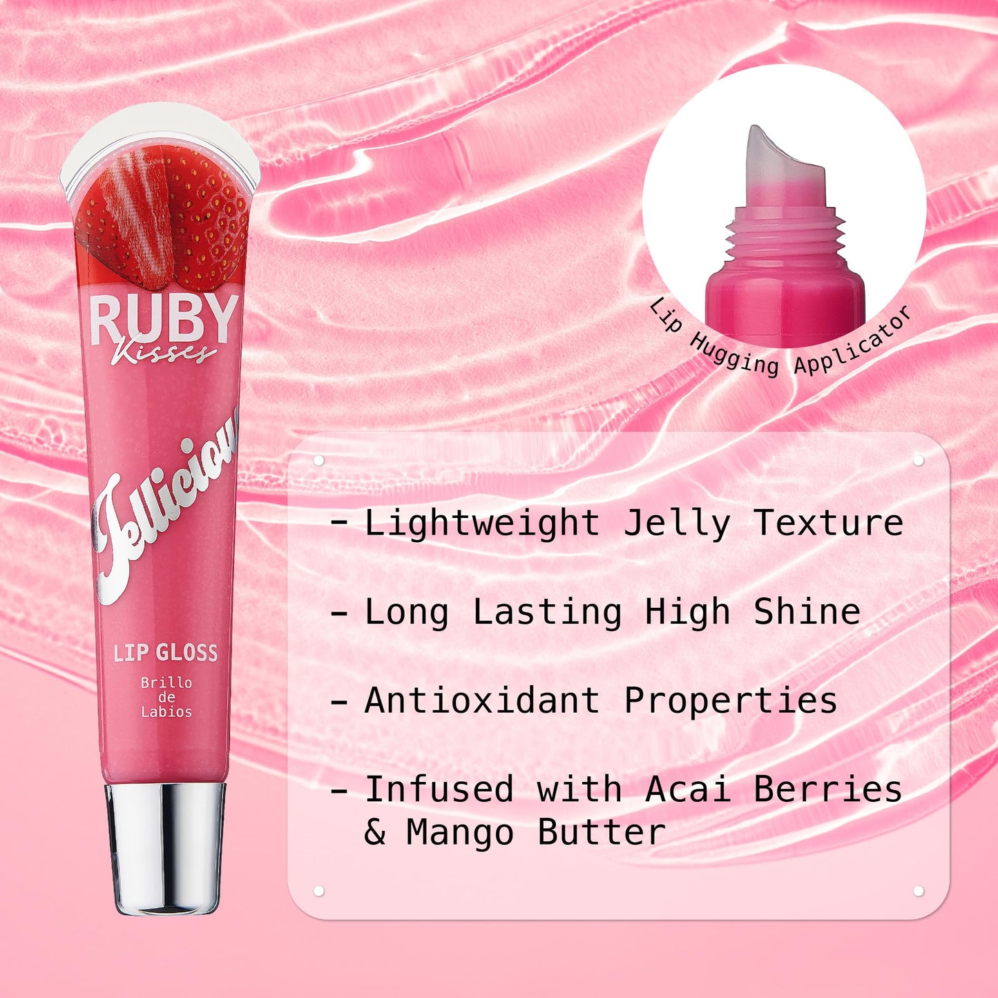Ruby Kisses Jellicious Mouth Watering Lip Gloss (JLG07 - Crushed Strawberries)
