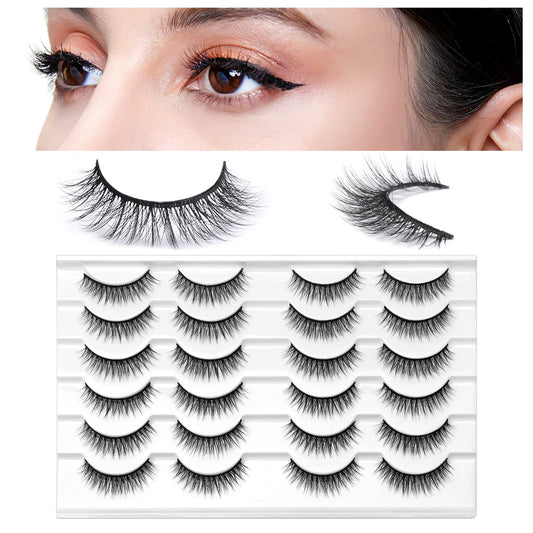 SONAFEEL False Lashes Natural Look Eye Lashes Pack Short Natural Eyelashes Wispy Strip Lashes Small Crisscross Daily Fake Eyelashes Reusable Faux 3d
