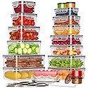 KEMETHY 36-Piece Food Storage Containers with Lids(18 Container & 18 Lid), Plastic Food Containers for Pantry & Kitchen Storage and Organization…