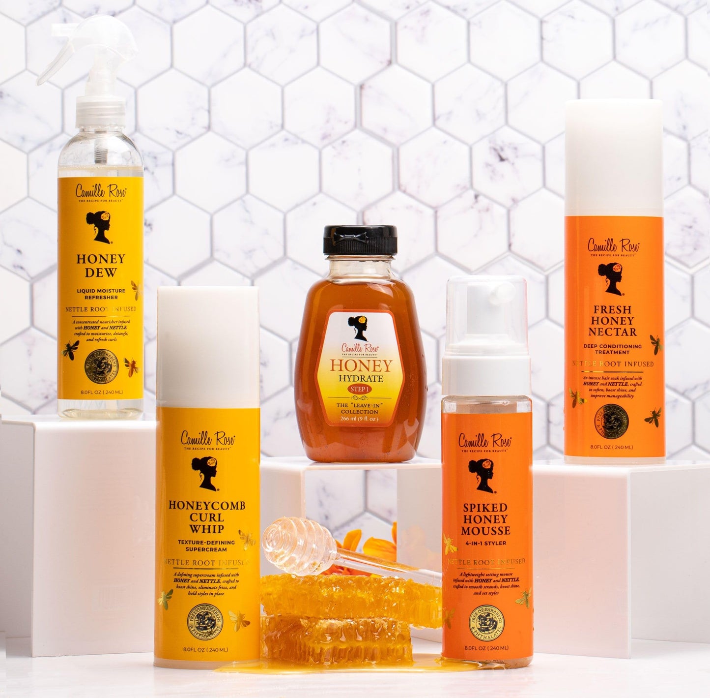 Camille Rose Honey Dew Liquid Moisture Hair Refresher, with Honey and Nettle Root, for a Daily Curl Refresh and Soft, Silky Hair, 8 fl oz