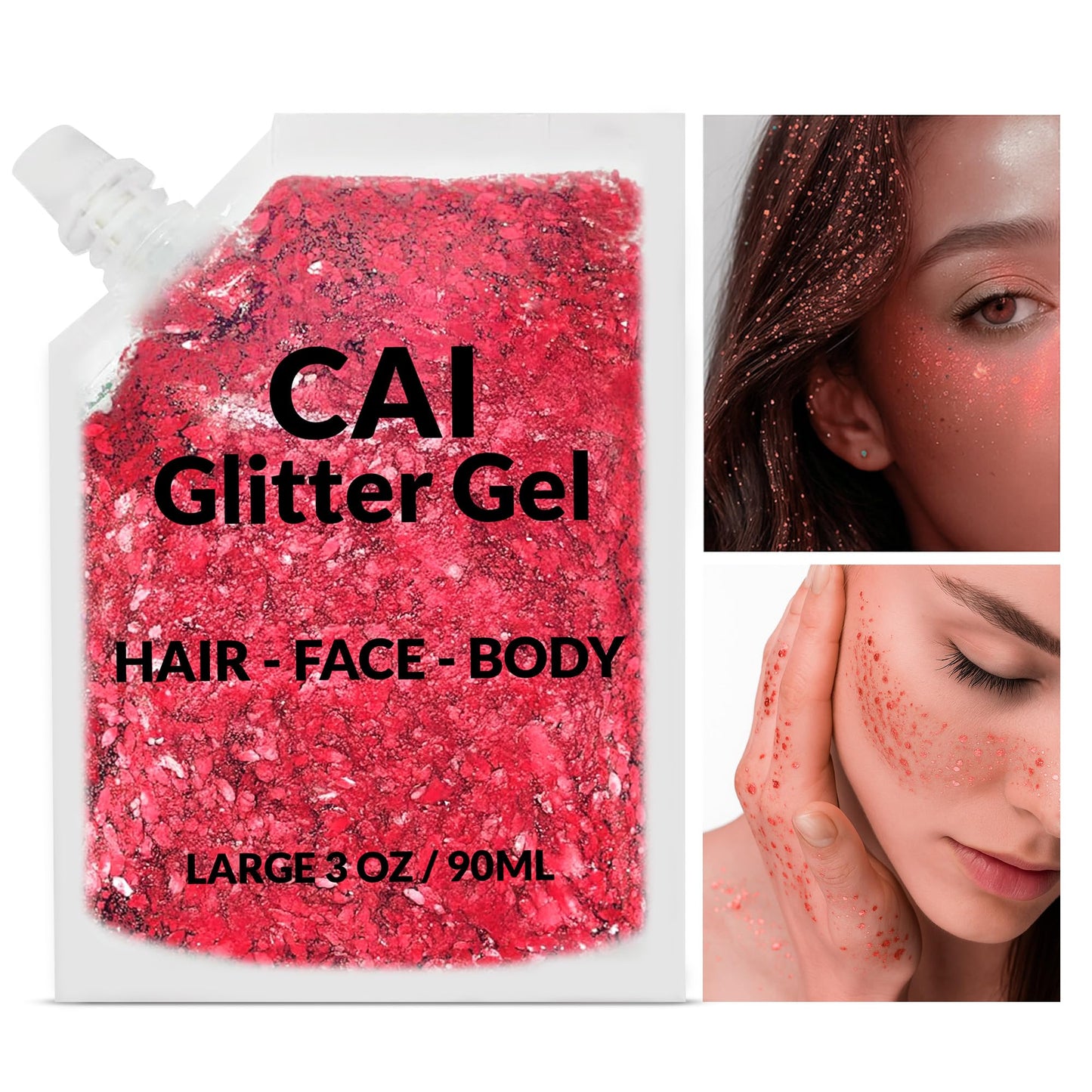 Face, Body & Hair Glitter Gel - Halloween Glitter for Kids and Women - 3 Oz Cosmetic-Grade Gel w/Moon & Stars for Festivals & Halloween Party, Easy