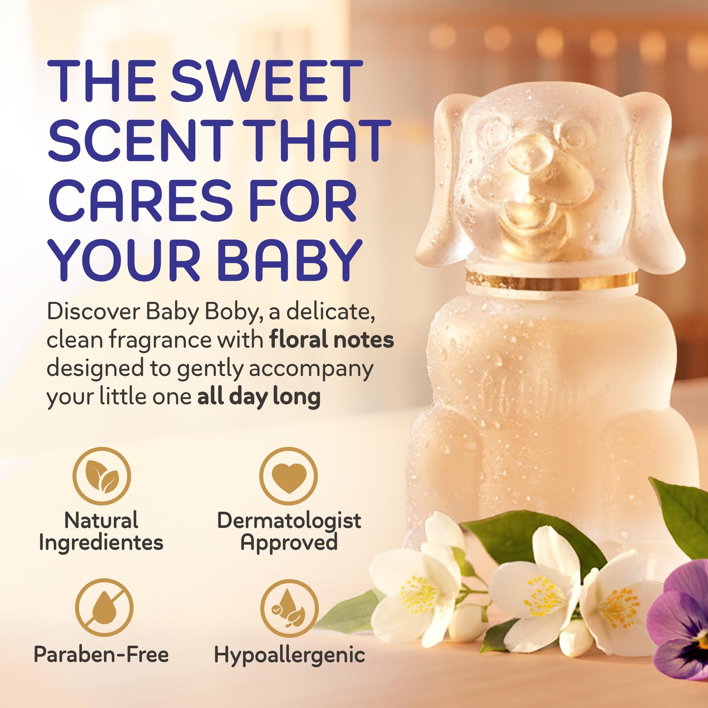 Zermat Boby | Baby Cologne Unisex Perfume |Paraben-Free, Hypoallergenic & Gentle Formula | Long-Lasting Powdery, Clean, Floral Perfume Violet & White