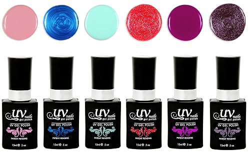 UV-NAILS Gel nail polish cure with UV or LED nail lamp gel polish for nails Set of 6 (BARCELONA) Beauty & Personal Care UV-NAILS