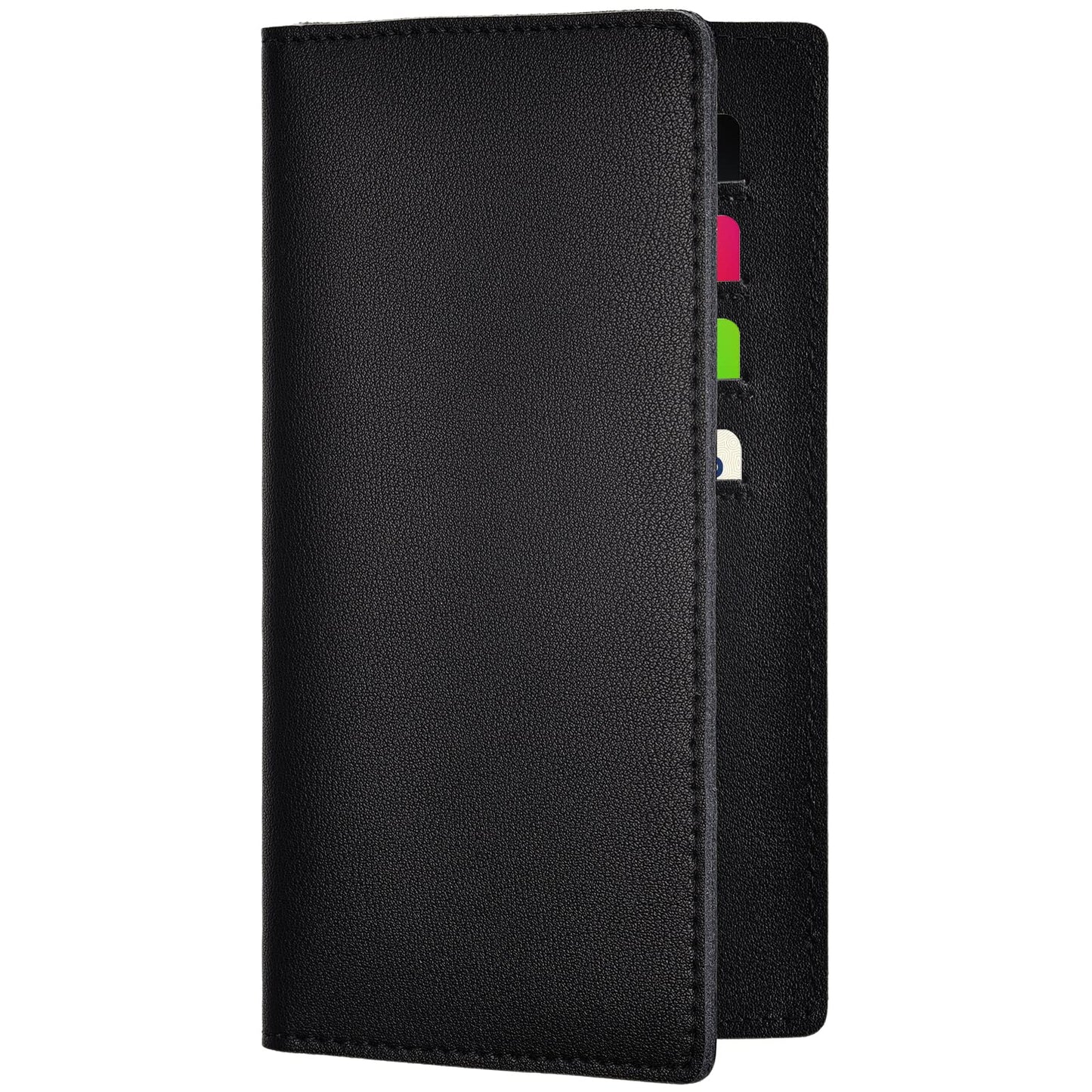 Black Checkbook Covers for Personal Duplicate Checks, Genuine Leather Checkbooks Register Cover Holder Wallets for Women & Men (Black)