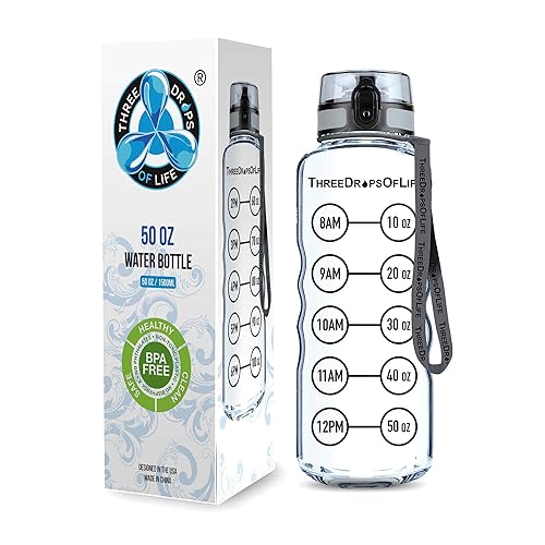 50oz Sport Water Bottle - Best for High Capacity Hydration - Clear Tritan Plastic, BPA Free, Flip Top, Leak Proof Lid, Re-Design Lid, New Strainer