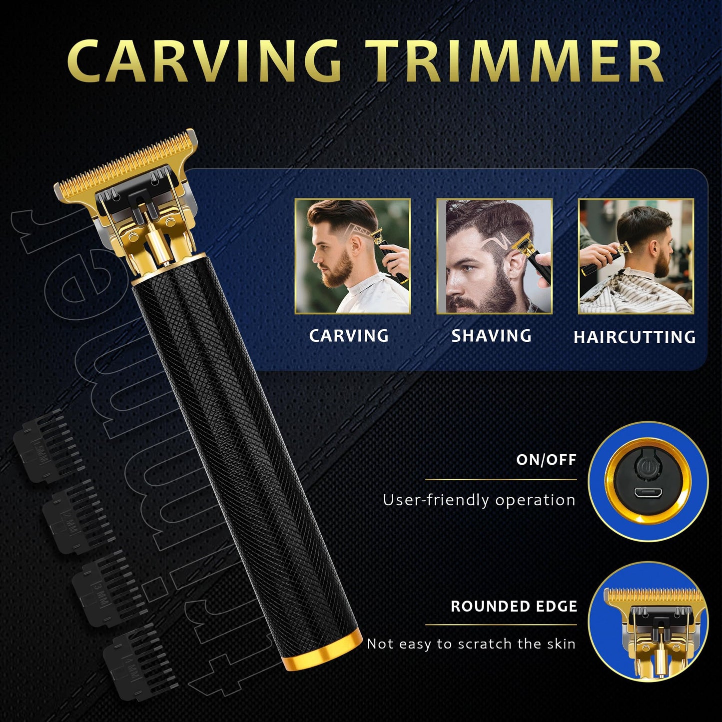 Hair Clippers for Men with LED Display, 4-Piece Cordless Grooming Kit with Hair Clipper, Beard Trimmer, Foil Shaver, Nose Trimmer, Complete Beauty and Personal Care LQT