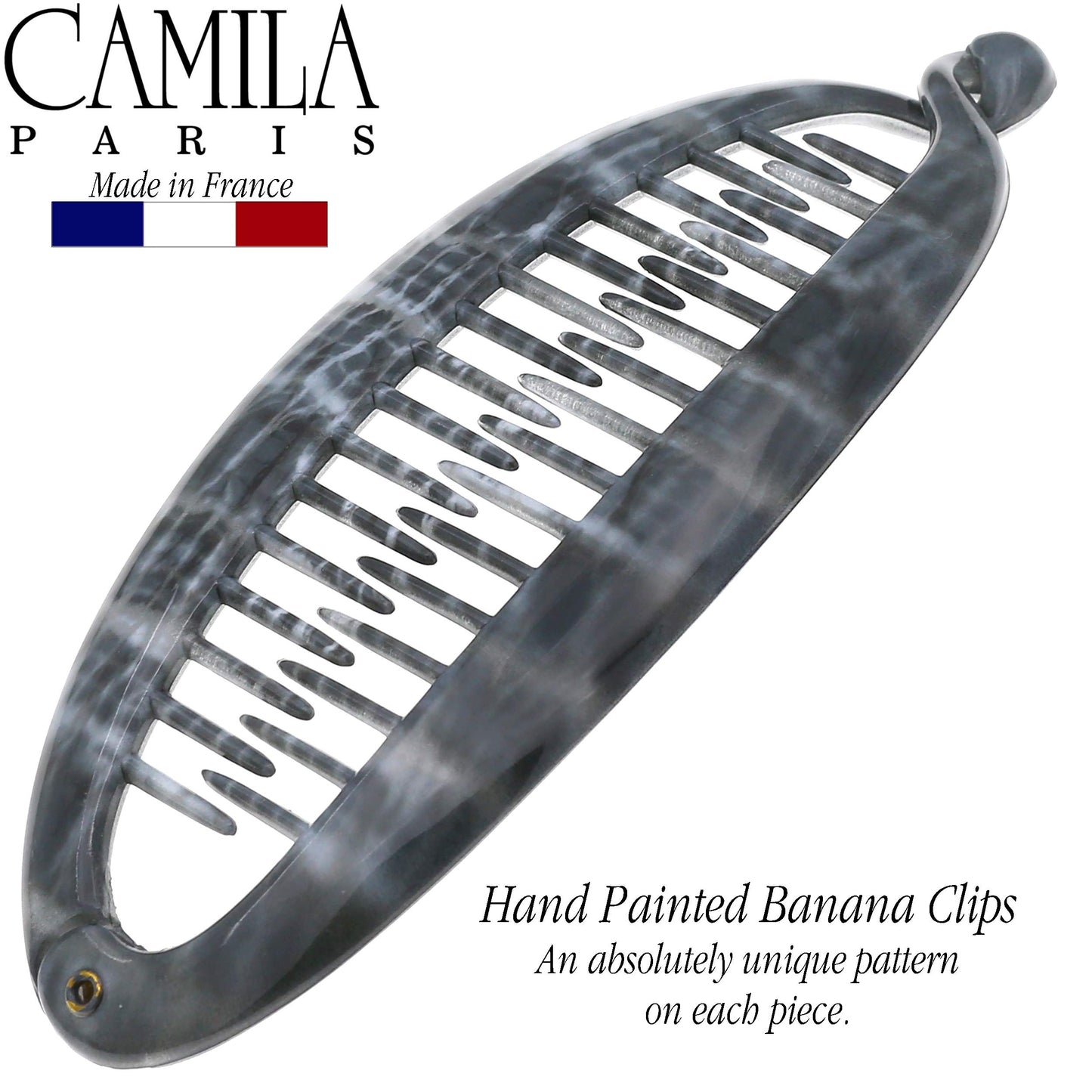 Camila Paris CP3101 French Large Banana Clip Hair Comb, Classic Banana Clips Hair for Thick Hair Ponytail Holder Interlocking Styling Clips for Women