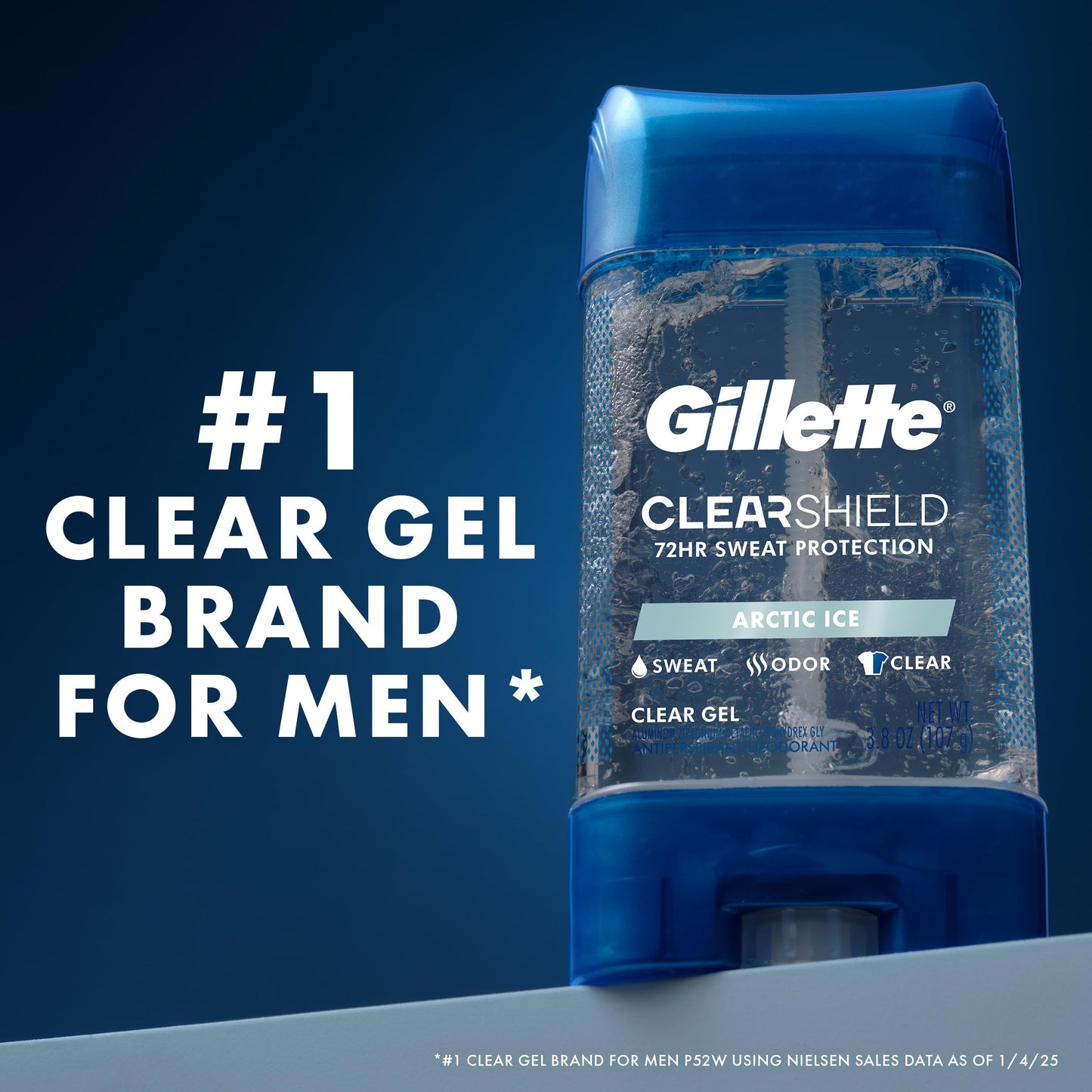 Gillette Antiperspirant and Deodorant for Men, 72hr Sweat & Odor Protection, Long Lasting Freshness, Anti-White Mark Technology, Clear Gel, Arctic Ice Beauty and Personal Care Gillette