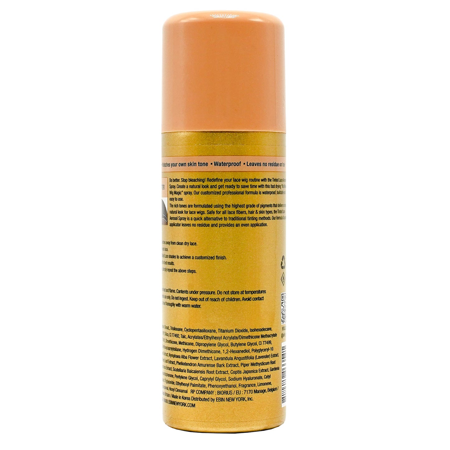 EBIN NEW YORK Tinted Lace Spray - Natural Beige, 2.7oz/80ml, Quick dry, Water Resistant, No Residue, High pigmentation, Even Spray, Matching Skin