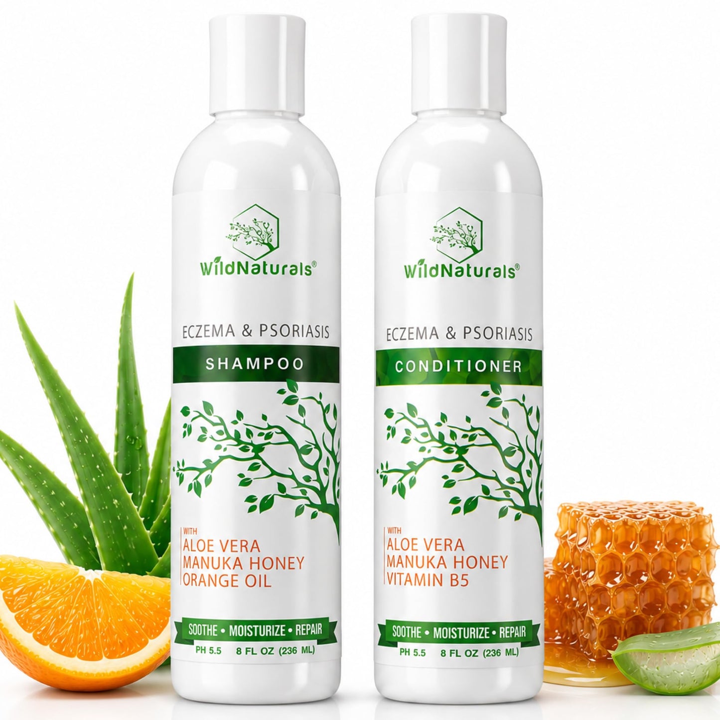 Eczema Psoriasis Shampoo & Conditioner Set for Men & Women - Anti Dandruff Shampoo for Dry Scalp & Hair - Seborrheic Dermatitis for Itchy Scalp