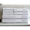 Luzia 8 Piece Bathroom Towel Set - 100% Turkish Cotton, Premium Quality - 2 Bath Towels 2 Hand Towels and 4 Washcloths (Light Grey)