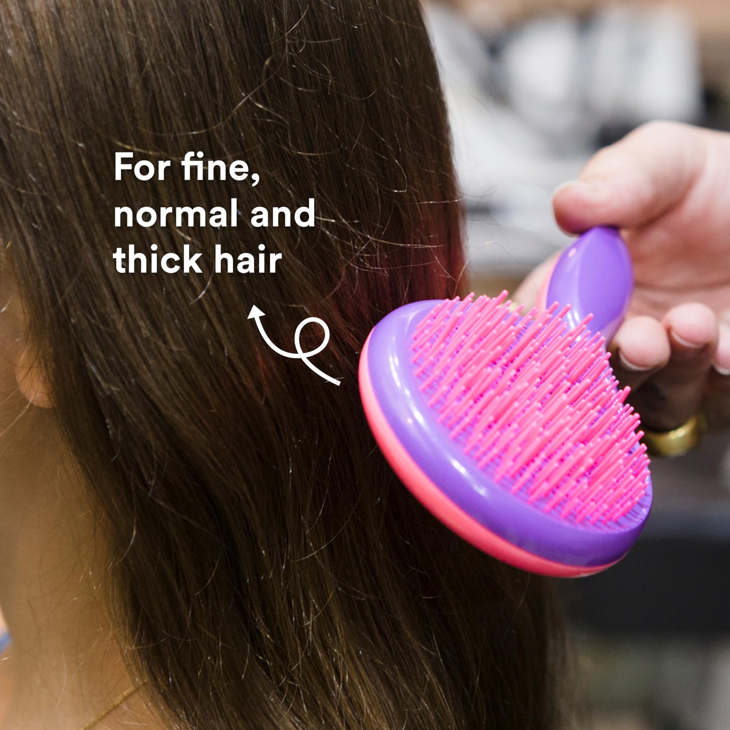Michel Mercier The Girlie Detangle Brush - Painless Detangling Brush - Easy Grip Hair Brush Design - Thick and Curly Hair - Pink-Purple - 1 pc