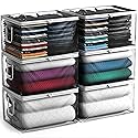 Sorbus clear Storage Bag - Foldable Large Plastic Bags with Zipper & Carry Handles, Great for Clothes, Blankets, Closets, Bedrooms, and more (6 Pack)