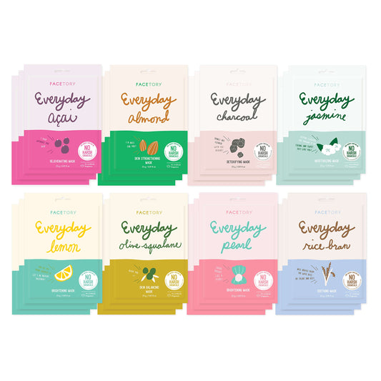FACETORY K Beauty Face Mask Skin Care - EVERYDAY 8 COLLECTION Sheet Mask Set (24 pc) | Natural Premium Korean Face Mask For All Skin Types - No Beauty & Personal Care FACETORY