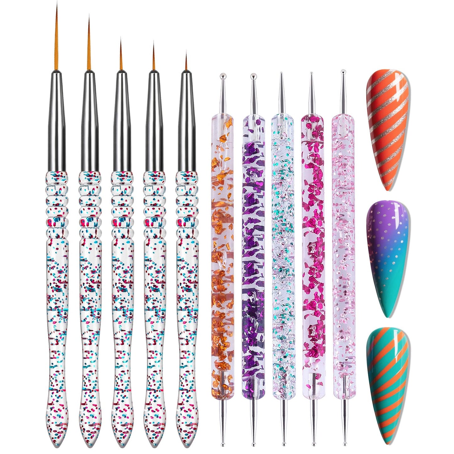 Artdone 15pcs Pink Nail Art Brushes, Nail Art Tool Set, Dotting Tools, Dust Brush,Striping Brushes for Long Lines, Drawing Pen For Gel Polish Design Beauty and Personal Care Artdone Default Title
