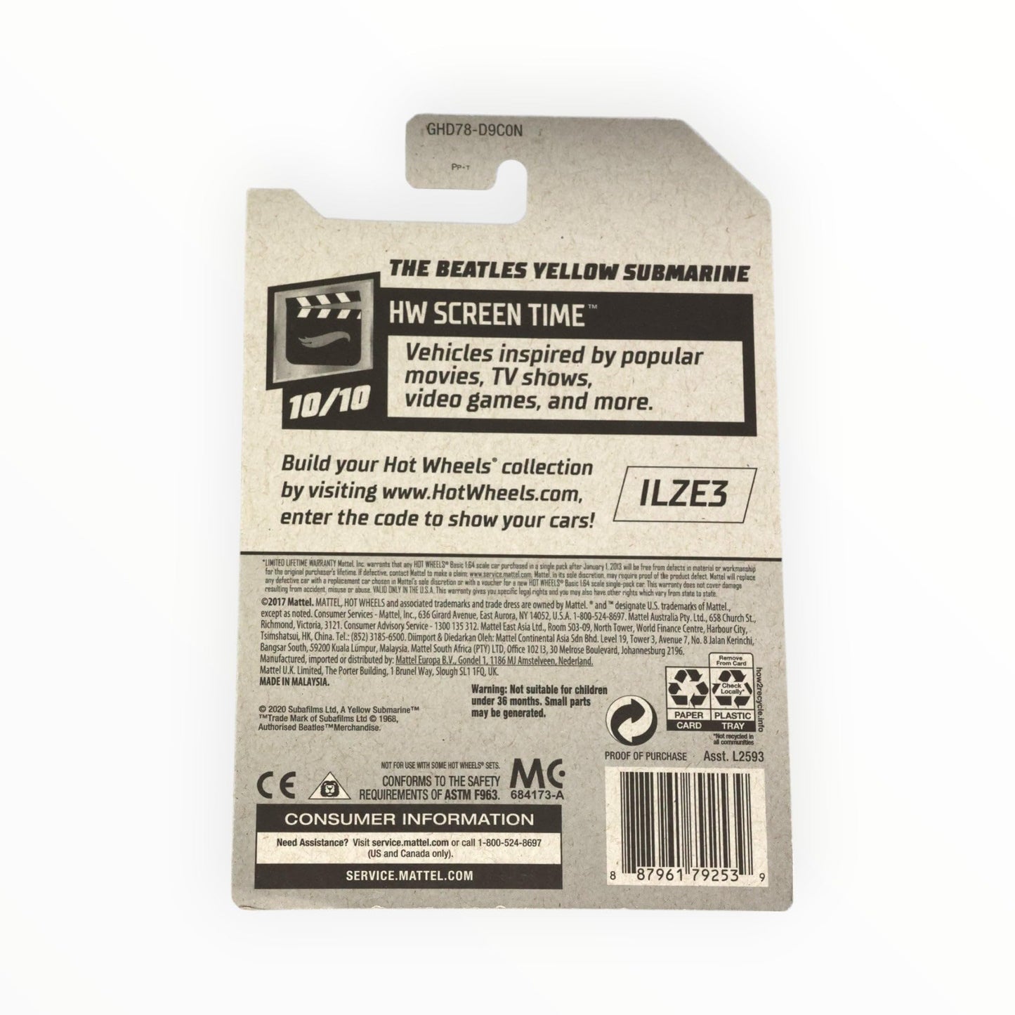 Hot Wheels The Beatles Yellow Submarine, [Treasure Hunt] 226/250 Screen Time 10/10