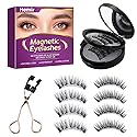 Magnetic Eyelashes, 3D Natural Look Dual Magnetic Lashes Kit with Applicator & Eyelash Comb, Light Weight & Waterproof & No Glue, 8 Count
